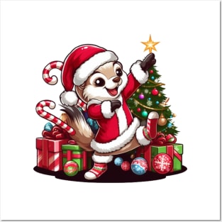 Santa Ferret Christmas Tee Posters and Art